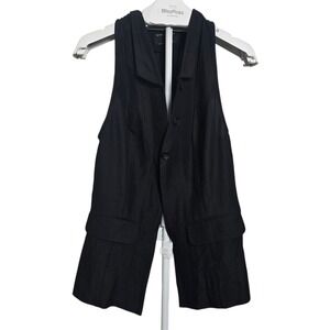 Bitte Kai Rand Copenhagen Wool Linen Long Vest Jacket Black 34 Lagenlook Women's